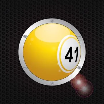 Bingo ball on metallic frame background Stock Illustration