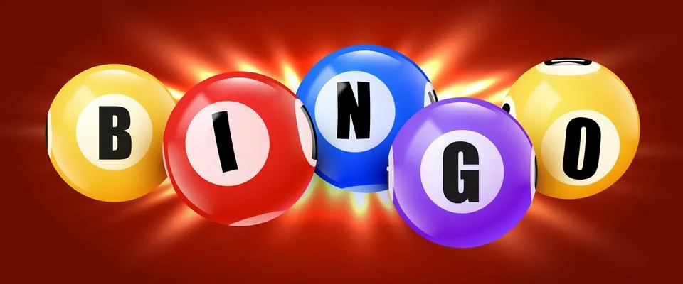 Bingo balls banner. 3D lotto game balls, lotteries gaming event. Stock Illustration
