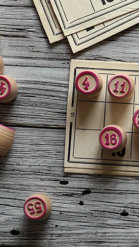 Bingo Barrels With Numbers Close Up View. Bingo or Russian Loto. Slider Shot. Stock Footage 312964754