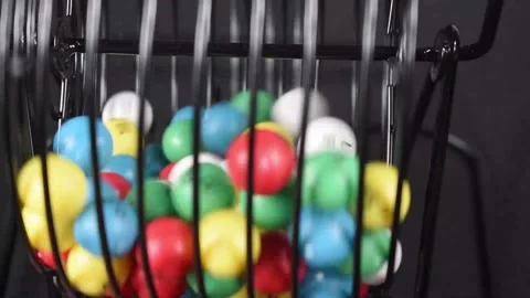 Bingo Cage with Balls Spinning Stock Footage 322168127