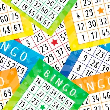 Bingo game seamless pattern with tickets and numbers Stock Illustration