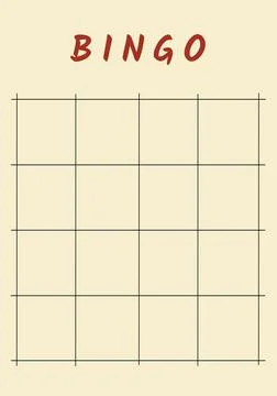 Bingo text over score table with black lines on yellow background Stock Illustration