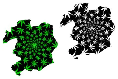 Bingol (Provinces of the Republic of Turkey) map is designed cannabis leaf gr Stock Illustration