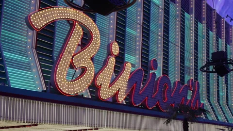 Binions Neon Sign Stock Footage 288644202