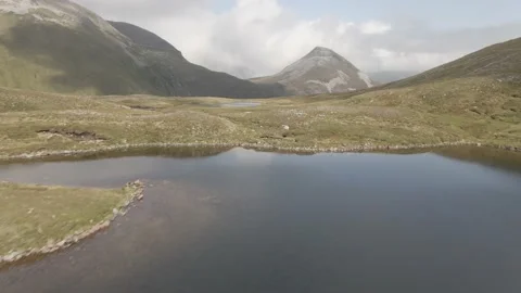 Binnein Beag reveal over Scottish Loch Stock Footage
