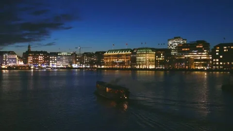 Binnenalster at dusk Stock Footage 239724687