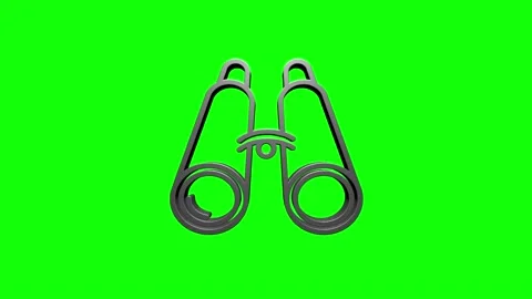 Binocular 3D silver icon isolated on green background. Motion graphics. Stock Footage 153821422