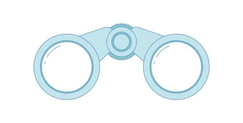Binocular flat line icon. Blue colored illustration イラスト素材