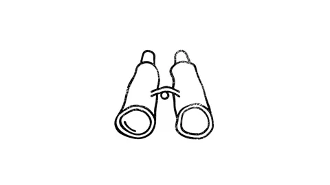 Binocular hand draw icon isolated on green background. Motion graphics. Stock Footage 153824398