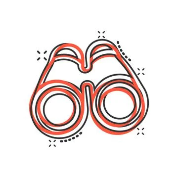 Binocular icon in comic style. Search cartoon vector illustration on white is Stock Illustration