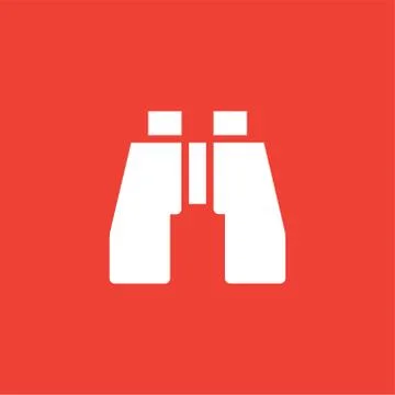 Binocular Icon On Red Background. Red Flat Style Vector Illustration. Stockillustratie