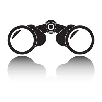 Binocular icon with reflection or shadow isolated on white background.  Stock Illustration