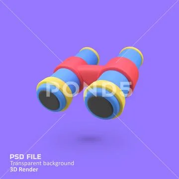 Binocular isolated 3d render icon illustration PSD Template