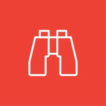 Binocular Line Icon On Red Background. Red Flat Style Vector Illustration. Stock Illustration