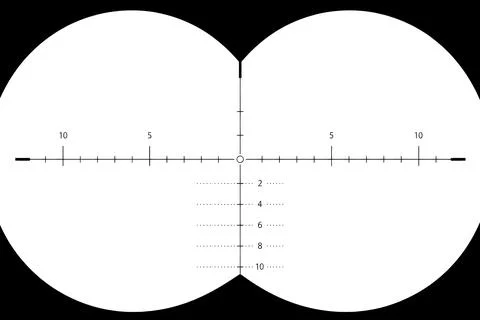 Binocular optical reticle with range markings isolated on white background fo Photos