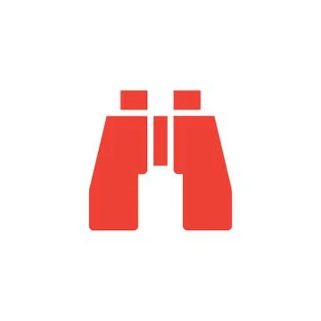 Binocular Red Icon On White Background. Red Flat Style Vector Illustration. Stock Illustration