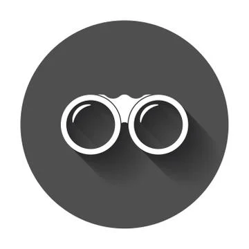 Binocular vector icon. Binoculars explore flat illustration with long shadow. Illustrazione stock