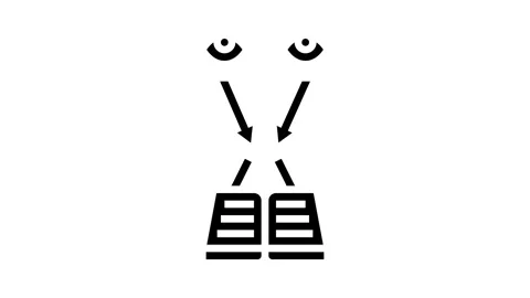 Binocular vision test optometry eye glyph icon animation Stock Footage 326142976