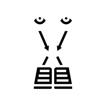 Binocular vision test optometry eye glyph icon vector illustration Illustrazione stock