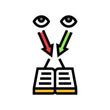 Binocular vision test optometry eye color icon vector illustration Illustrazione stock
