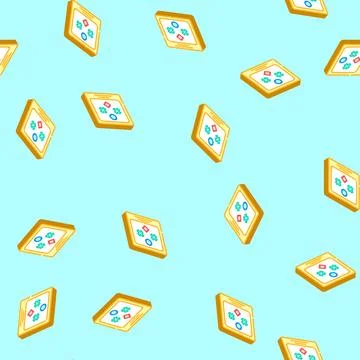 Binocular vision test optometry eye isometric icon seamless pattern Stock Illustration