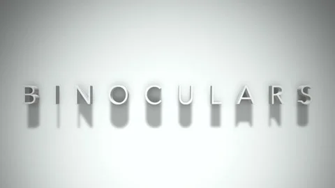Binoculars 3D title animation with shadows on a white background Video stock 296663428