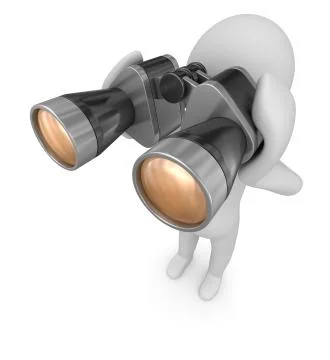 Binoculars and man Illustrazione stock