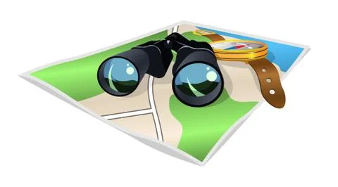 Binoculars and map イラスト素材