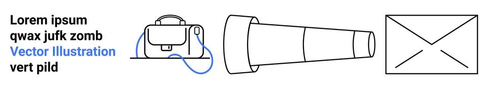 Binoculars, backpack, envelope, text elements. Ideal for travel, adventure, n 스톡 일러스트