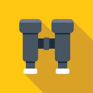 Binoculars casting long shadow on yellow background Stock Illustration