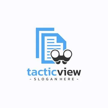 Binoculars document logo design vector. Planning strategy research symbol t.. Stock Illustration