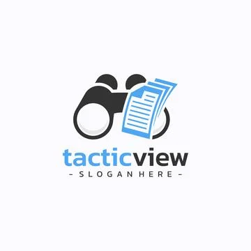 Binoculars document logo design vector. Planning strategy research symbol t.. Stock Illustration