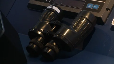 Binoculars gauges and dials on cruise ship navigation bridge Stock Footage 123727940