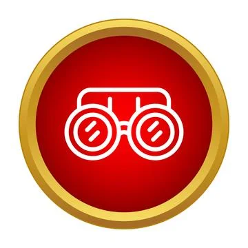 Binoculars icon for exploring, focusing, and magnified viewing Stock Illustration
