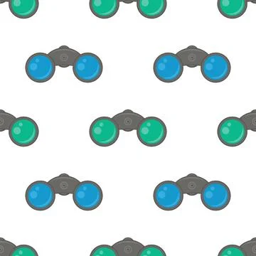 Binoculars Icon Isolated on White Background. Optical Logo. Seamless Pattern Illustrazione stock