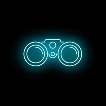 Binoculars icon neon glow effect searching vision 스톡 일러스트