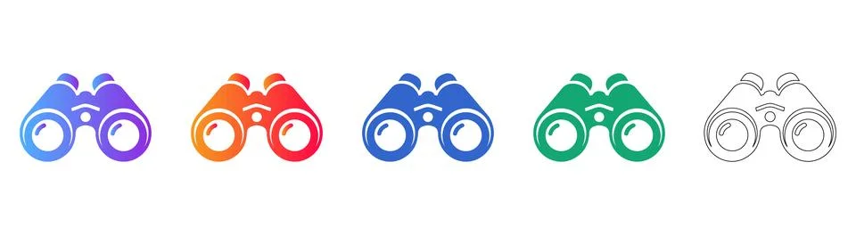 Binoculars Icon Set for Adventure Stock Illustration