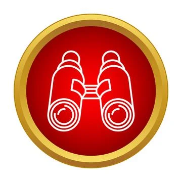 Binoculars line icon in a red and gold circle Stock Illustration