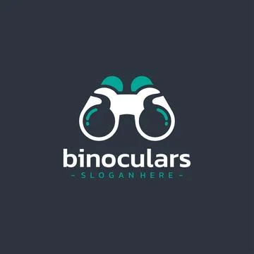 Binoculars logo design vector. River flow combined symbol template. Stock Illustration