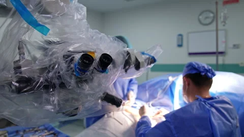 Binoculars of a modern advanced microscope coated in plastic. Stock Footage 296744613