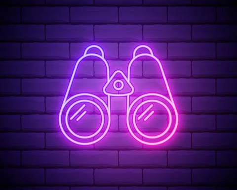 Binoculars neon icon . Simple thin line, outline vector of Camp icons for UI  Stock Illustration