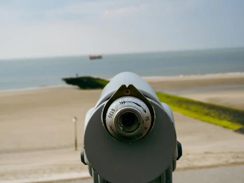 Binoculars on the observation deck. Stock Photos