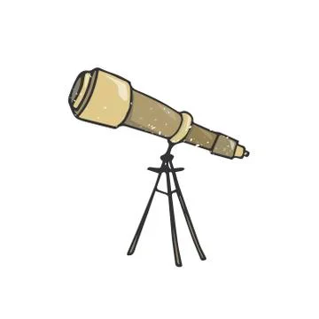 Binoculars or spyglass vector flat isolated icon, retro style cartoon on whit Stock Illustration