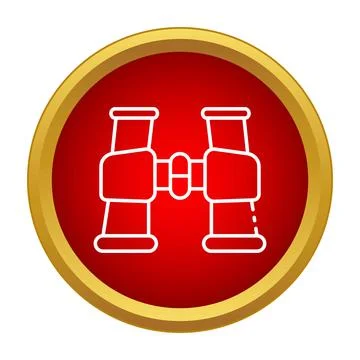 Binoculars outline detecting vision in red circle button Illustrazione stock