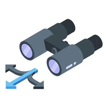 Binoculars problem solving icon, isometric style Illustrazione stock
