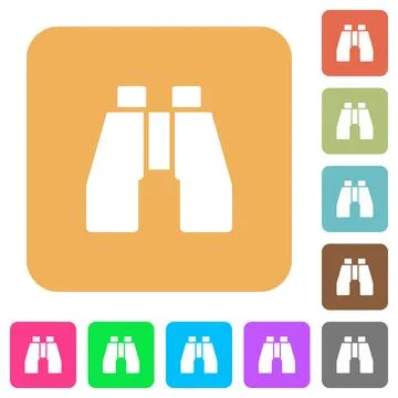Binoculars rounded square flat icons Stock Illustration