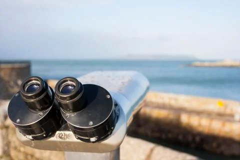 Binoculars by the sea Stock Photos