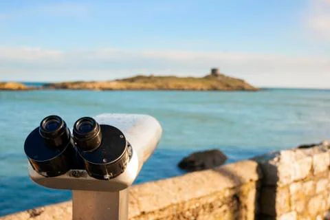 Binoculars by the sea Stock Photos
