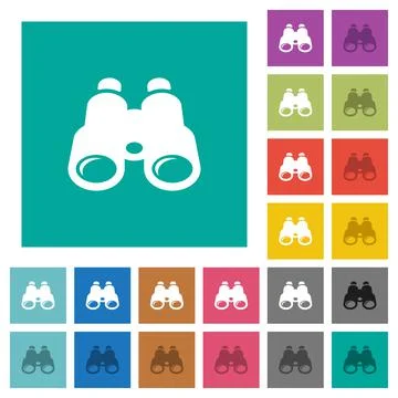 Binoculars square flat multi colored icons イラスト素材