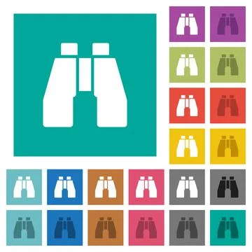 Binoculars square flat multi colored icons Stock Illustration